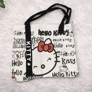 Hello Kitty Cream Tote with Black Straps and Red Bow